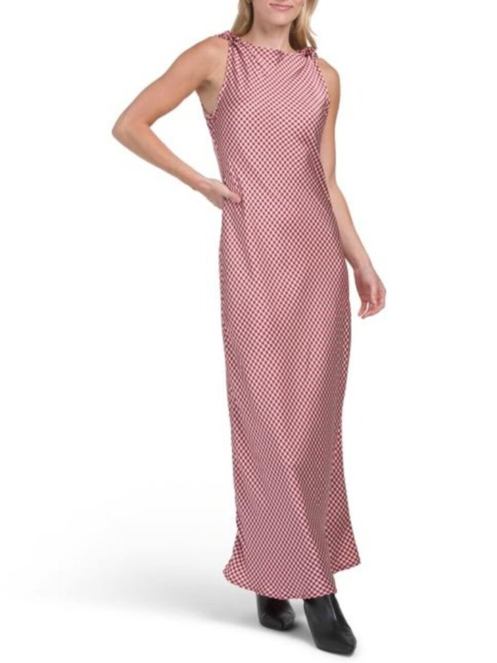 CAROLINE CONSTAS Sleeveless Pull Over Maxi Satin Printed Dress